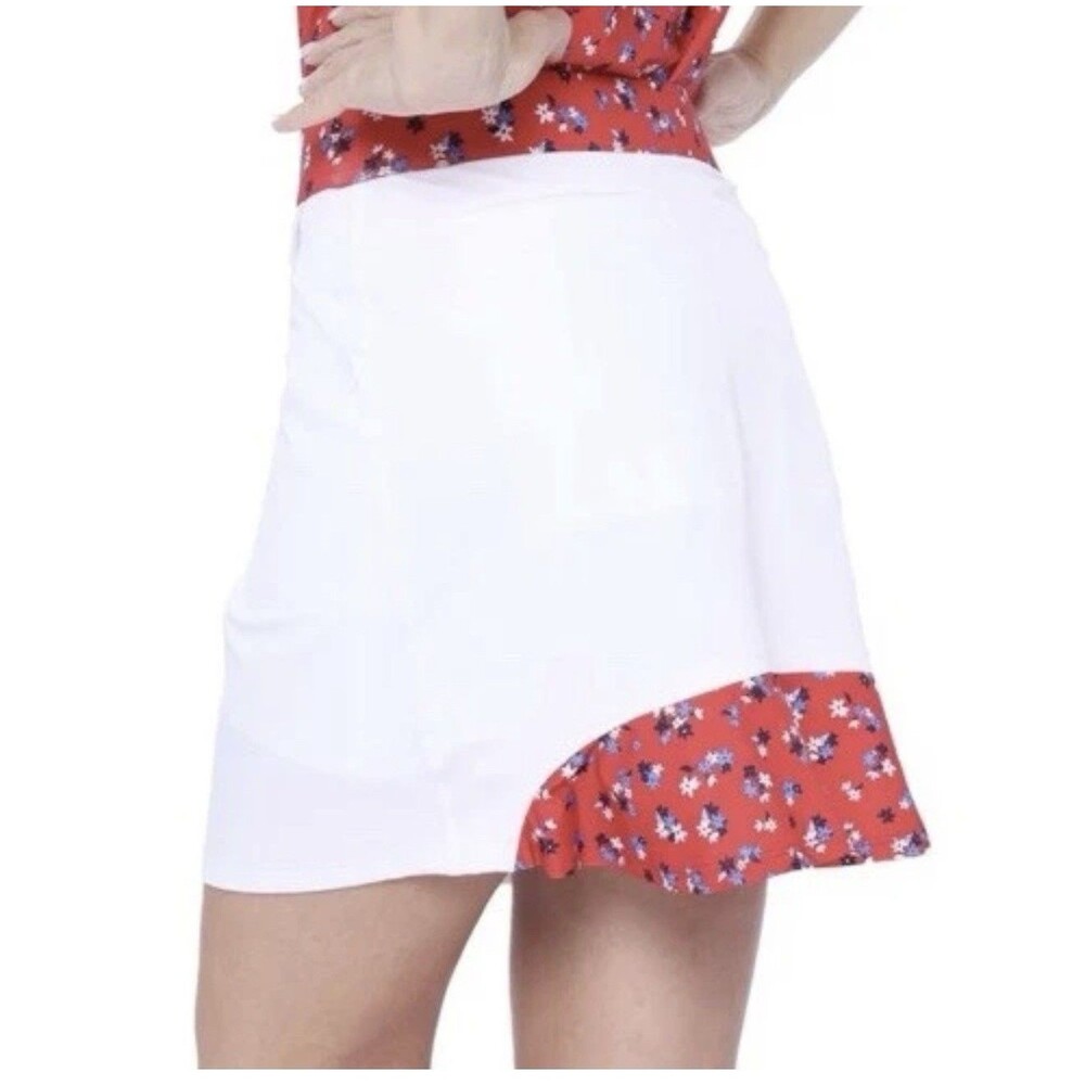 Belyn Key Ruffle Skort Sz Large American Beauty Print Golf Pickleball Tennis NWT